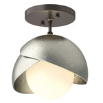 Brooklyn Double Shade Semi Flush Light - Oil Rubbed Bronze / Sterling