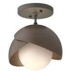 Brooklyn Double Shade Semi Flush Light - Natural Iron / Bronze