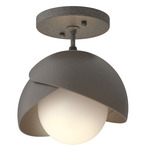 Brooklyn Double Shade Semi Flush Light - Natural Iron / Dark Smoke