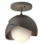 Brooklyn Double Shade Semi Flush Light - Natural Iron / Oil Rubbed Bronze