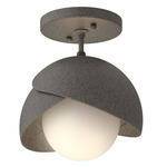 Brooklyn Double Shade Semi Flush Light - Natural Iron / Natural Iron