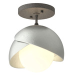 Brooklyn Double Shade Semi Flush Light - Natural Iron / Vintage Platinum