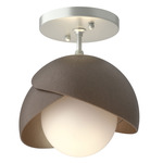 Brooklyn Double Shade Semi Flush Light - Vintage Platinum / Bronze