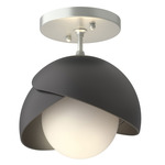 Brooklyn Double Shade Semi Flush Light - Vintage Platinum / Black