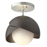 Brooklyn Double Shade Semi Flush Light - Vintage Platinum / Oil Rubbed Bronze