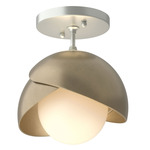 Brooklyn Double Shade Semi Flush Light - Vintage Platinum / Soft Gold