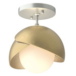 Brooklyn Double Shade Semi Flush Light - Vintage Platinum / Modern Brass