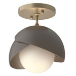 Brooklyn Double Shade Semi Flush Light - Soft Gold / Dark Smoke