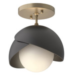 Brooklyn Double Shade Semi Flush Light - Soft Gold / Black