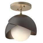 Brooklyn Double Shade Semi Flush Light - Soft Gold / Oil Rubbed Bronze