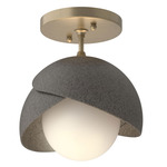 Brooklyn Double Shade Semi Flush Light - Soft Gold / Natural Iron