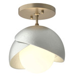 Brooklyn Double Shade Semi Flush Light - Soft Gold / Vintage Platinum