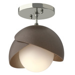 Brooklyn Double Shade Semi Flush Light - Sterling / Bronze