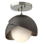 Brooklyn Double Shade Semi Flush Light - Sterling / Oil Rubbed Bronze