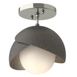 Brooklyn Double Shade Semi Flush Light - Sterling / Natural Iron