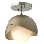 Brooklyn Double Shade Semi Flush Light - Sterling / Soft Gold