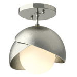 Brooklyn Double Shade Semi Flush Light - Sterling / Sterling