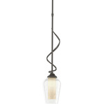 Flora Down Light Pendant - Dark Smoke / Opal and Seeded