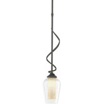 Flora Down Light Pendant - Natural Iron / Opal and Seeded