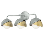 Brooklyn Double Shade Bathroom Vanity Light - Vintage Platinum / Modern Brass