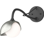 Brooklyn Long Arm Single Shade Wall Sconce - Black / Sterling