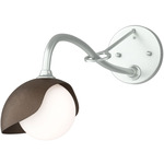 Brooklyn Long Arm Single Shade Wall Sconce - Vintage Platinum / Bronze