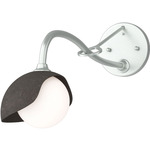 Brooklyn Long Arm Single Shade Wall Sconce - Vintage Platinum / Dark Smoke