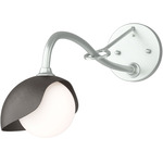 Brooklyn Long Arm Single Shade Wall Sconce - Vintage Platinum / Oil Rubbed Bronze