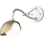 Brooklyn Long Arm Single Shade Wall Sconce - Vintage Platinum / Soft Gold
