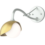 Brooklyn Long Arm Single Shade Wall Sconce - Vintage Platinum / Modern Brass