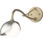 Brooklyn Long Arm Single Shade Wall Sconce - Soft Gold / Sterling