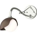 Brooklyn Long Arm Single Shade Wall Sconce - Sterling / Bronze