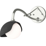 Brooklyn Long Arm Single Shade Wall Sconce - Sterling / Black