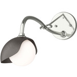 Brooklyn Long Arm Single Shade Wall Sconce - Sterling / Oil Rubbed Bronze