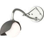 Brooklyn Long Arm Single Shade Wall Sconce - Sterling / Natural Iron