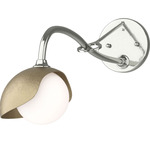 Brooklyn Long Arm Single Shade Wall Sconce - Sterling / Soft Gold