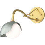 Brooklyn Long Arm Single Shade Wall Sconce - Modern Brass / Vintage Platinum
