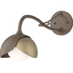 Brooklyn Double Shade Long Arm Wall Sconce - Bronze / Soft Gold