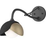 Brooklyn Double Shade Long Arm Wall Sconce - Black / Soft Gold