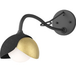 Brooklyn Double Shade Long Arm Wall Sconce - Black / Modern Brass