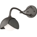 Brooklyn Double Shade Long Arm Wall Sconce - Oil Rubbed Bronze / Natural Iron