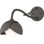 Brooklyn Double Shade Long Arm Wall Sconce - Natural Iron / Dark Smoke