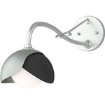 Brooklyn Double Shade Long Arm Wall Sconce - Vintage Platinum / Black