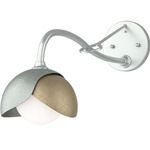 Brooklyn Double Shade Long Arm Wall Sconce - Vintage Platinum / Soft Gold