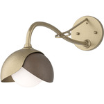 Brooklyn Double Shade Long Arm Wall Sconce - Soft Gold / Bronze