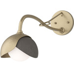Brooklyn Double Shade Long Arm Wall Sconce - Soft Gold / Dark Smoke