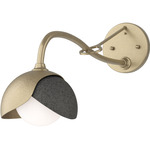 Brooklyn Double Shade Long Arm Wall Sconce - Soft Gold / Natural Iron