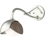 Brooklyn Double Shade Long Arm Wall Sconce - Sterling / Bronze