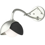 Brooklyn Double Shade Long Arm Wall Sconce - Sterling / Black