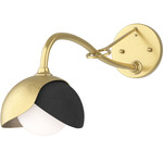 Brooklyn Double Shade Long Arm Wall Sconce - Modern Brass / Black